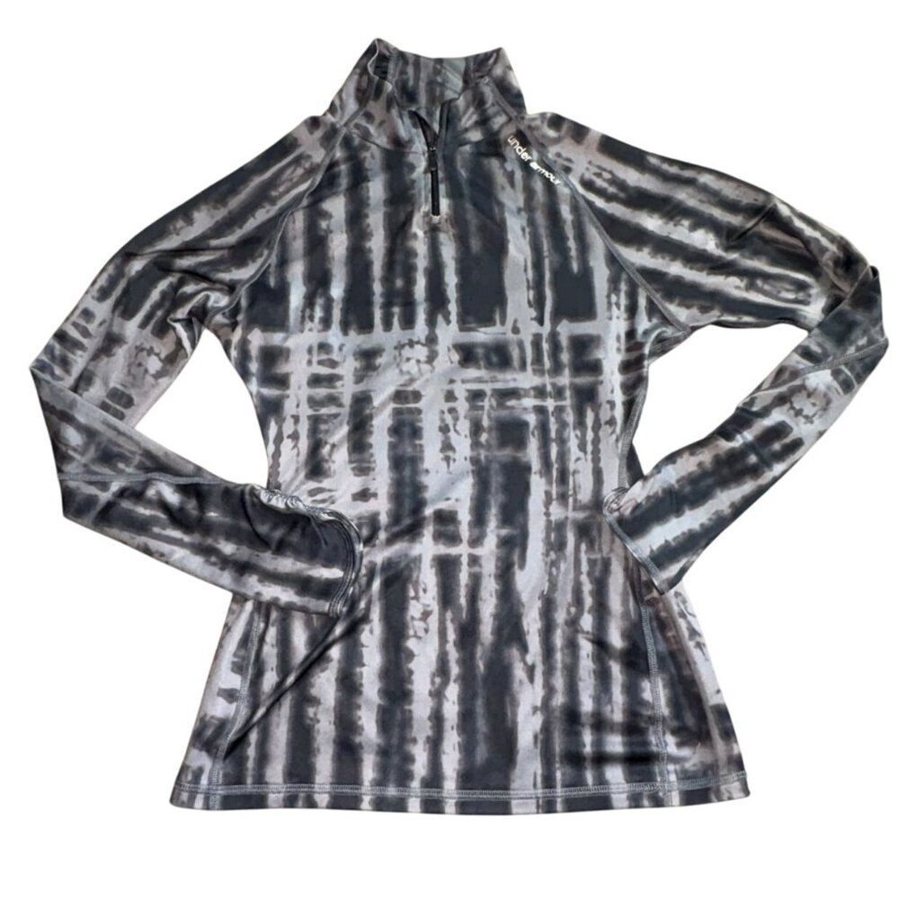 Under Armour Fitted 1/4 Zip Mock Neck Athletic Shirt-Gray/Black-M-GUC